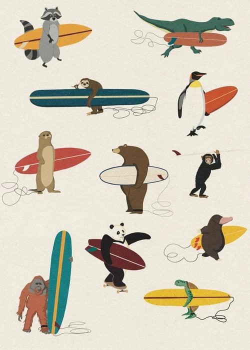 Surfing Animal Poster