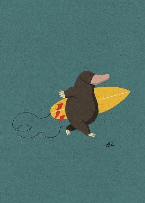 Surfing Animal Poster