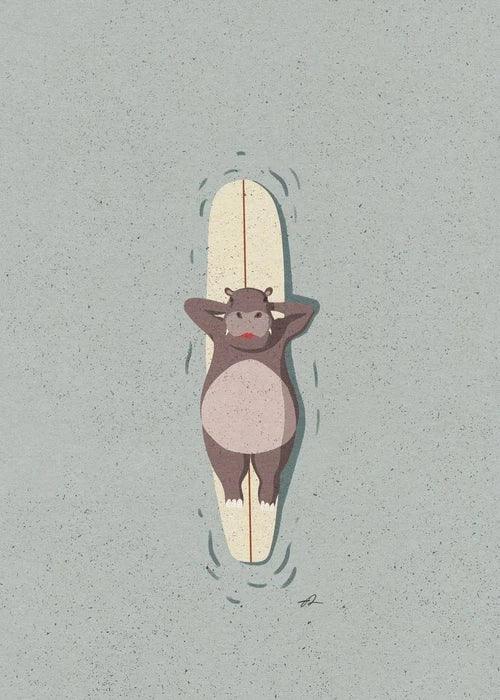 Surfing Animal Poster