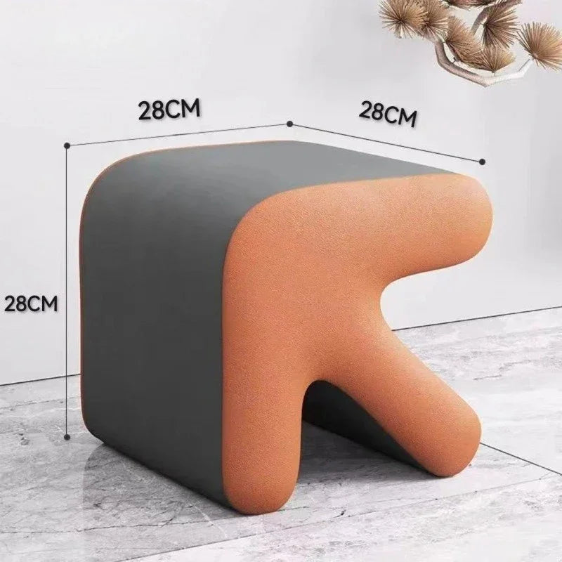 Arrow Leather Ottoman (Gray)