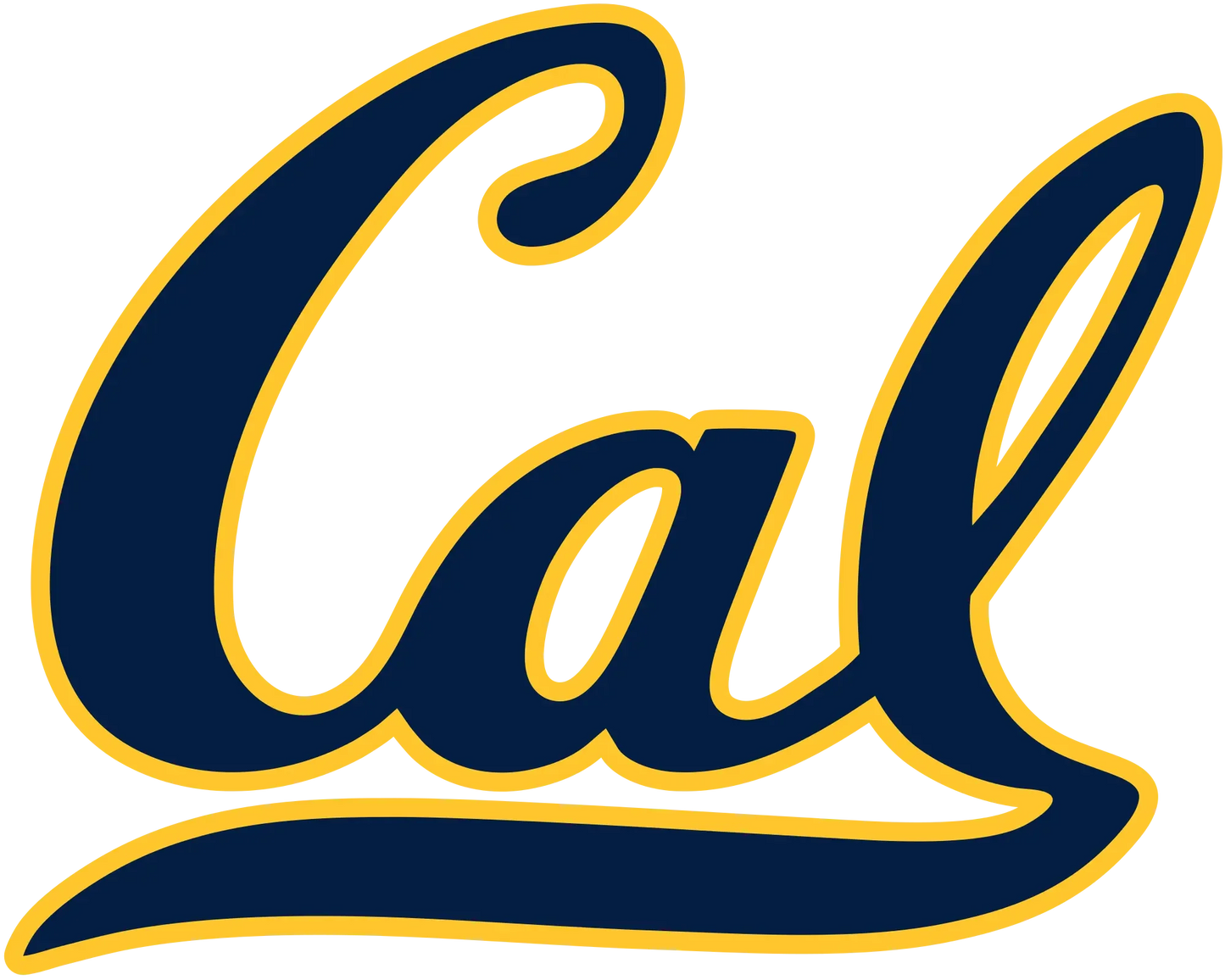 Navy and gold 'Cal' logo on a white background