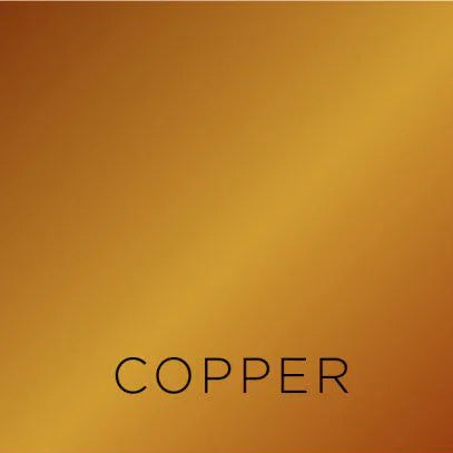 Solid copper color swatch with the word 'Copper' below it on a gradient background.