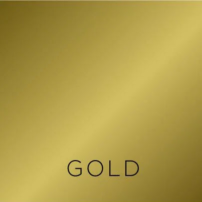 Solid gold color swatch with the word 'GOLD' below it on a gold background.