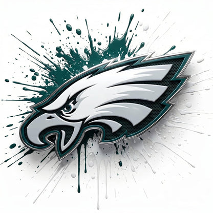 Philadelphia Eagles logo with dynamic design elements on a white background