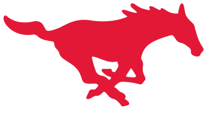 Red silhouette of a horse on a white background