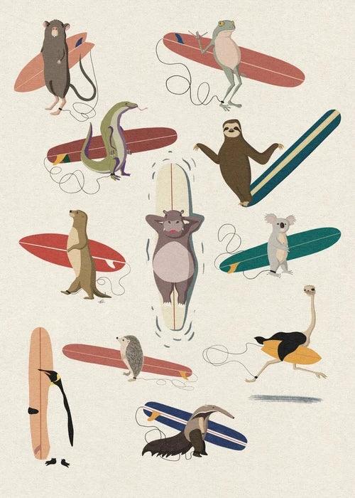 Surfing Animal Poster