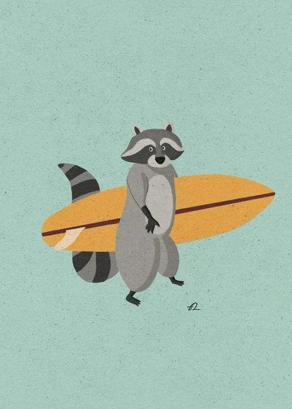 Surfing Animal Poster