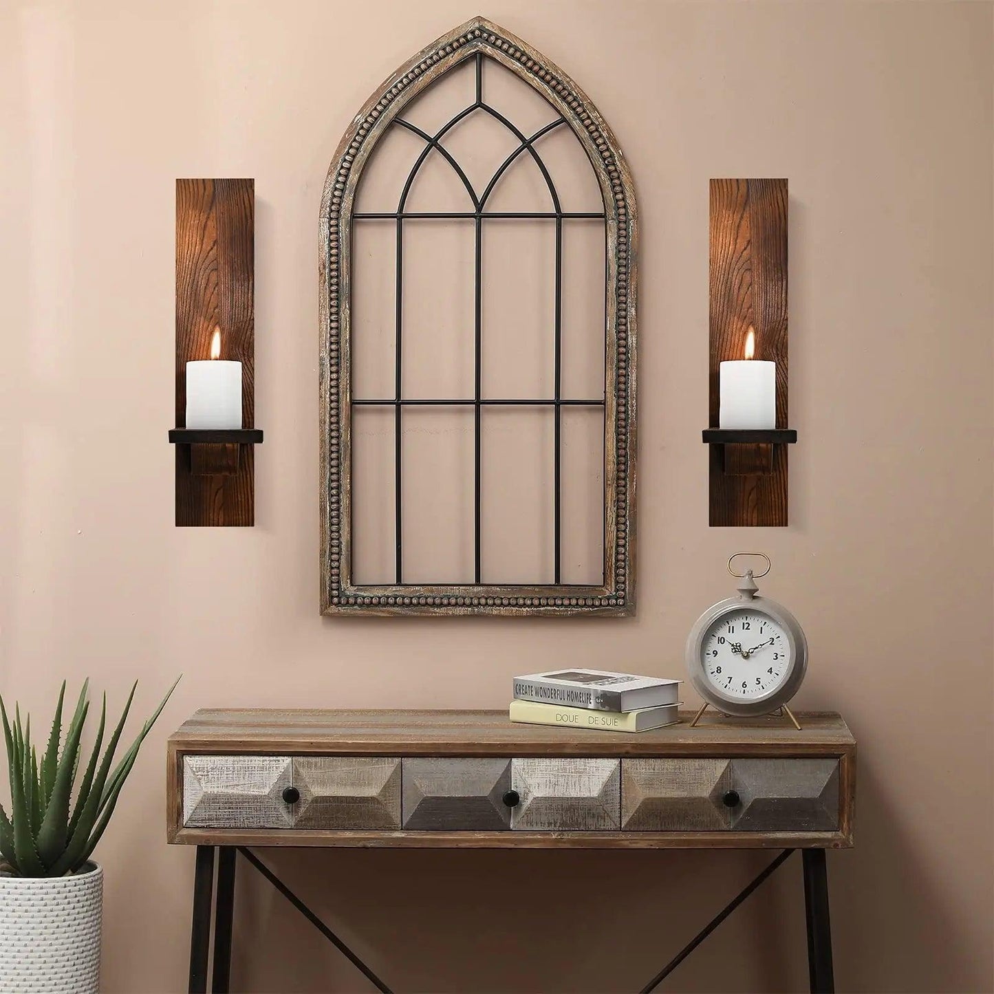 Wooden Wall Candle Sconces
