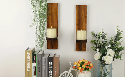 Wooden Wall Candle Sconces